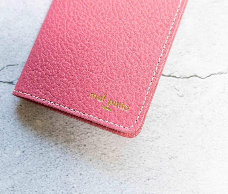 maf pinto (マフ ピント) レザーカードケース クリアポケット ピンク ADRIA LINE 本革 日本製
