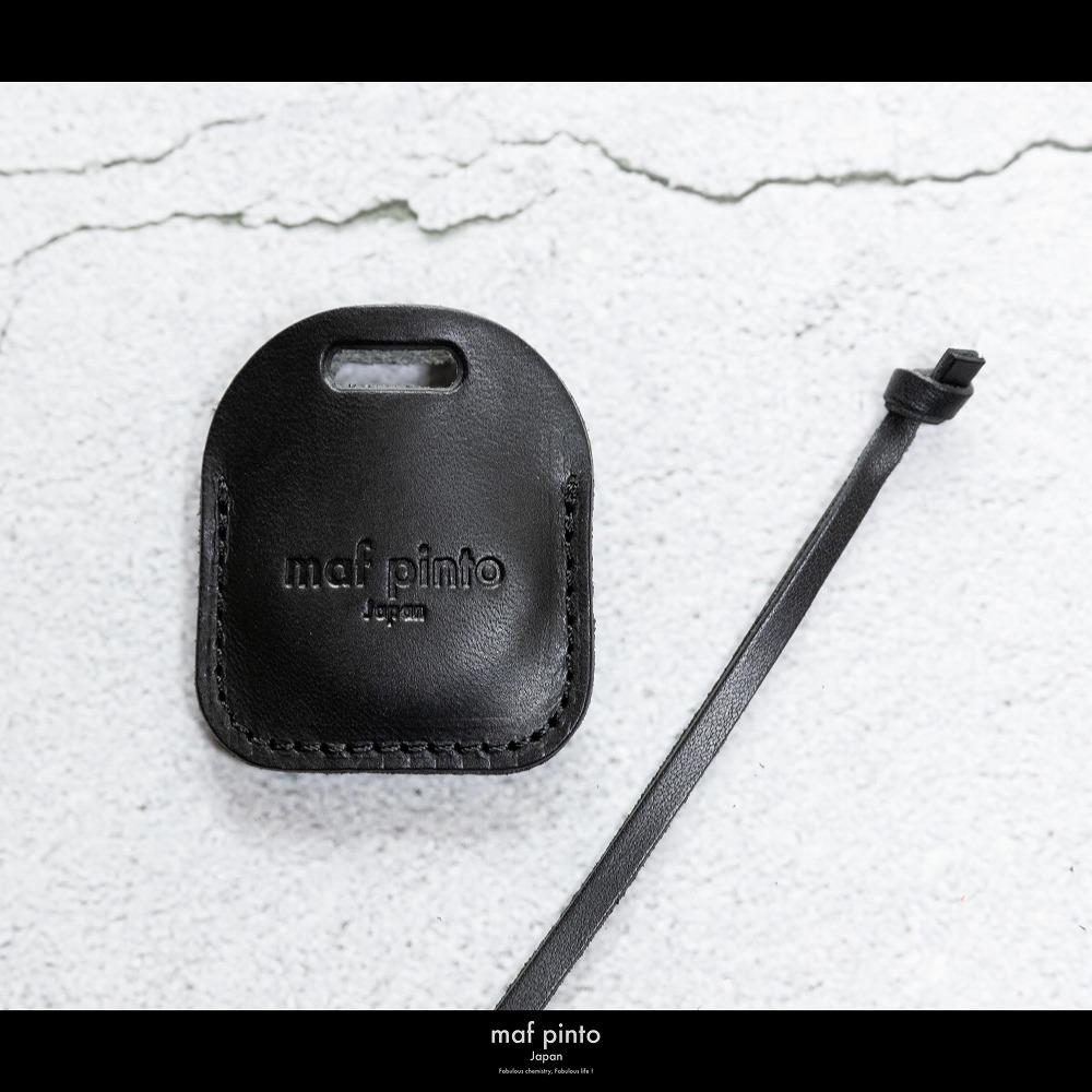maf pinto (マフ ピント) air tag ケース カバー スクエア 保護 ブラック レザー 本革 日本製