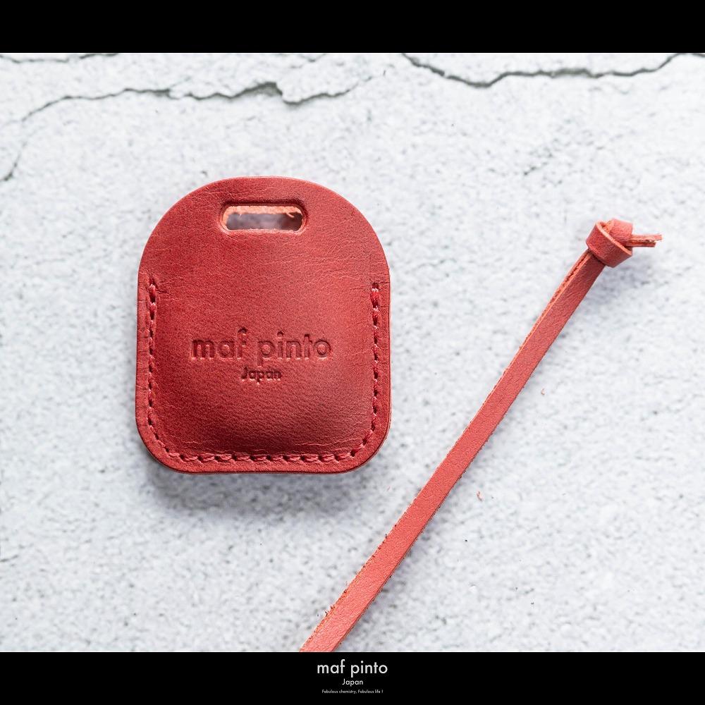 maf pinto (マフ ピント) air tag ケース カバー スクエア 保護 レッド レザー 本革 日本製