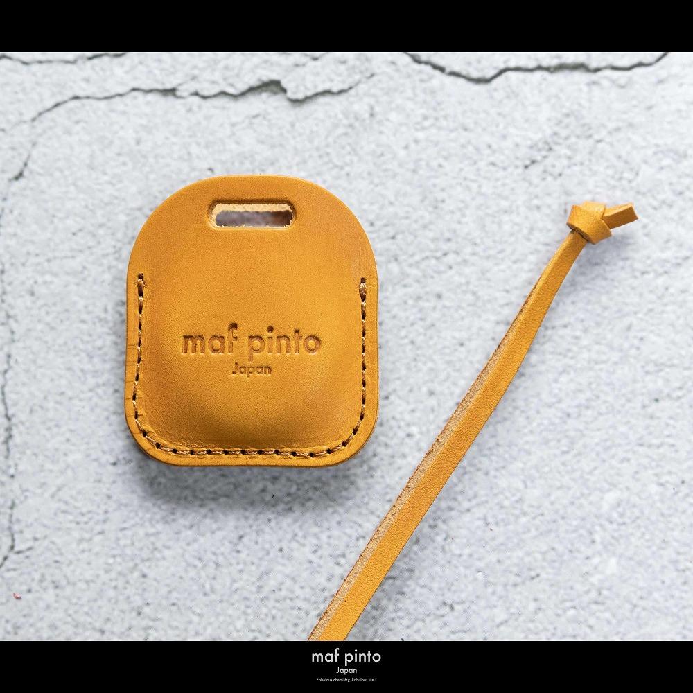maf pinto (マフ ピント) air tag ケース カバー スクエア 保護 イエロー レザー 本革 日本製