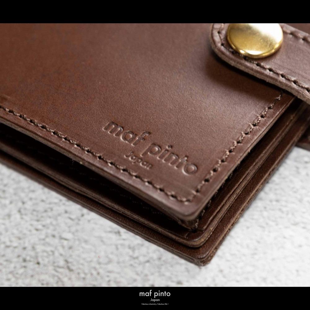 maf pinto (マフ ピント) 二つ折り財布 スナップボタン付き ダークブラウン レザー 本革 日本製
