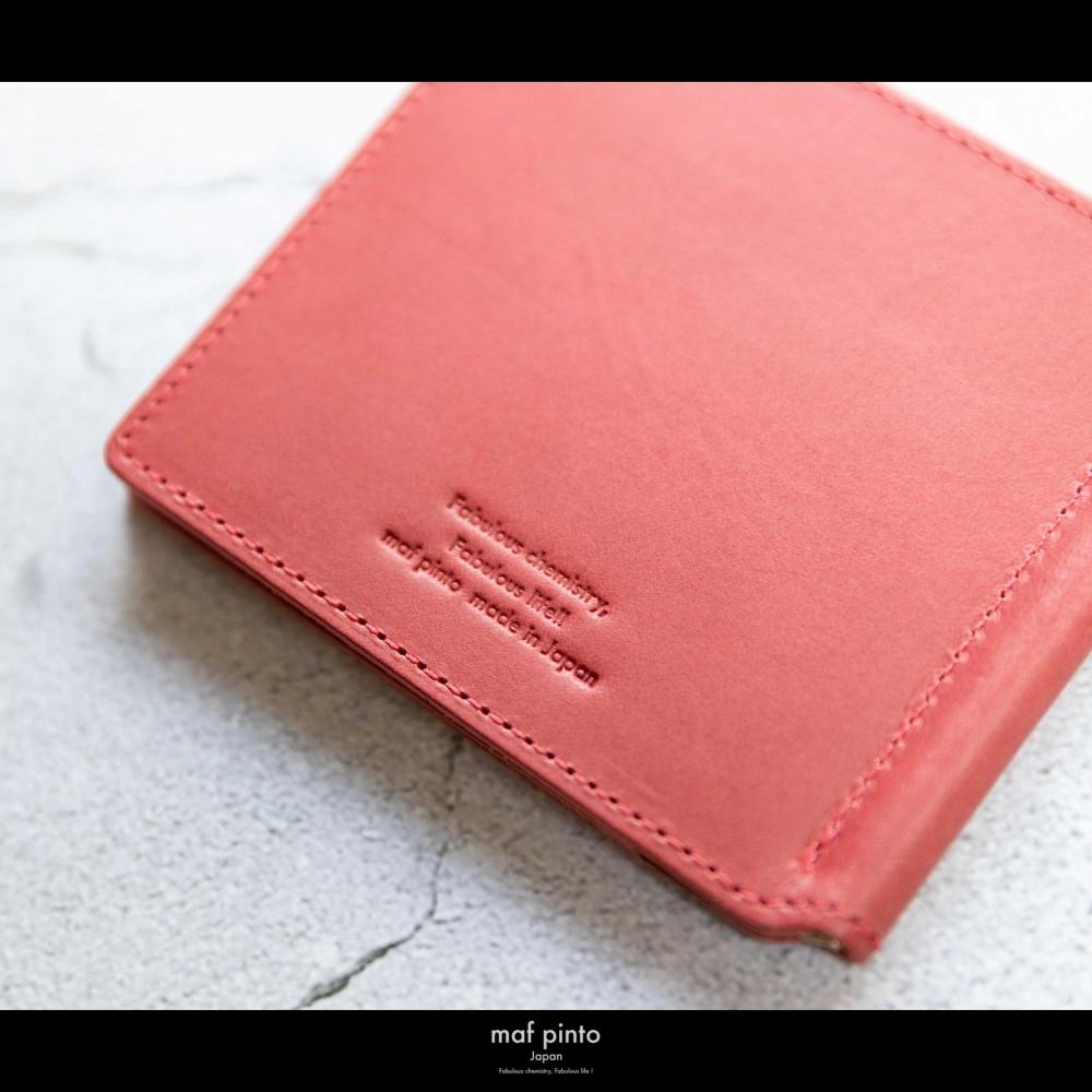 maf pinto (マフ ピント) マネークリップ 二つ折り財布 レッド 薄い カード収納 レザー 本革 日本製