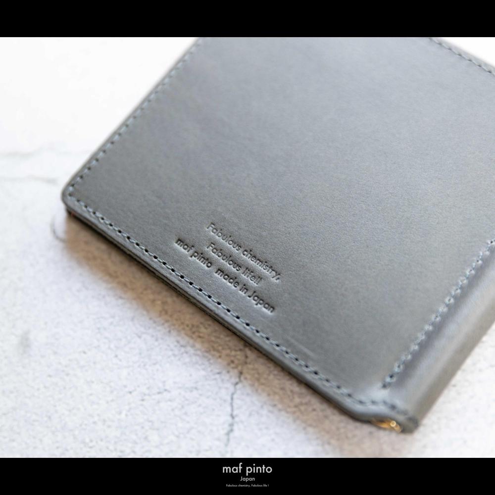 maf pinto (マフ ピント) マネークリップ 二つ折り財布 グレー 薄い カード収納 レザー 本革 日本製
