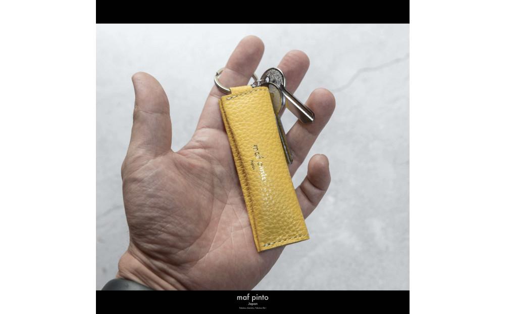 maf pinto (マフ ピント) キーリング キーホルダー 小銭入れ付き ミニ財布 ライトイエロー ADRIA LINE レザー 本革 日本製
