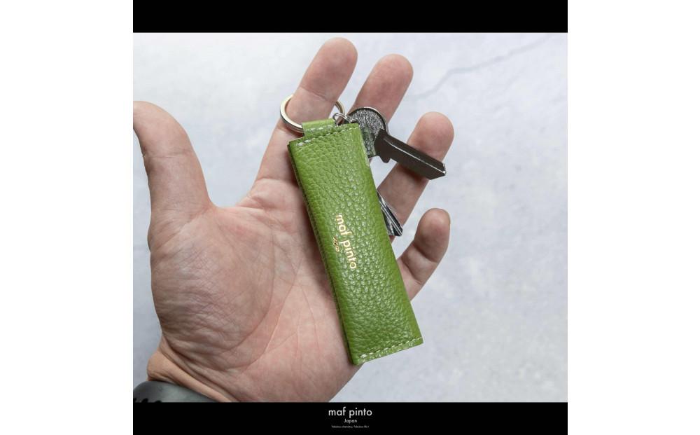 maf pinto (マフ ピント) キーリング キーホルダー 小銭入れ付き ミニ財布 グリーンティー ADRIA LINE レザー 本革 日本製