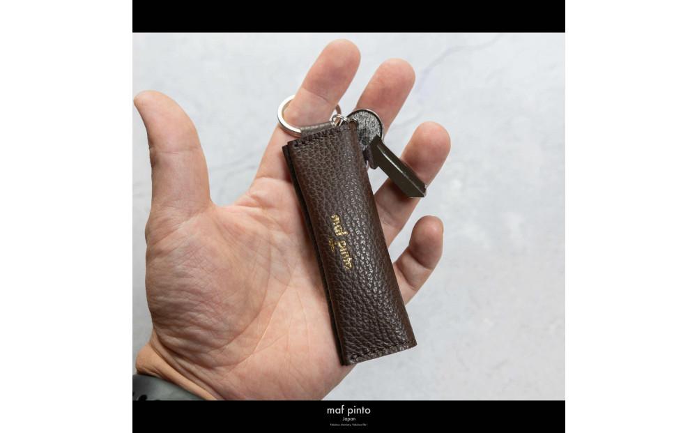 maf pinto (マフ ピント) キーリング キーホルダー 小銭入れ付き ミニ財布 チョコレート ADRIA LINE レザー 本革 日本製