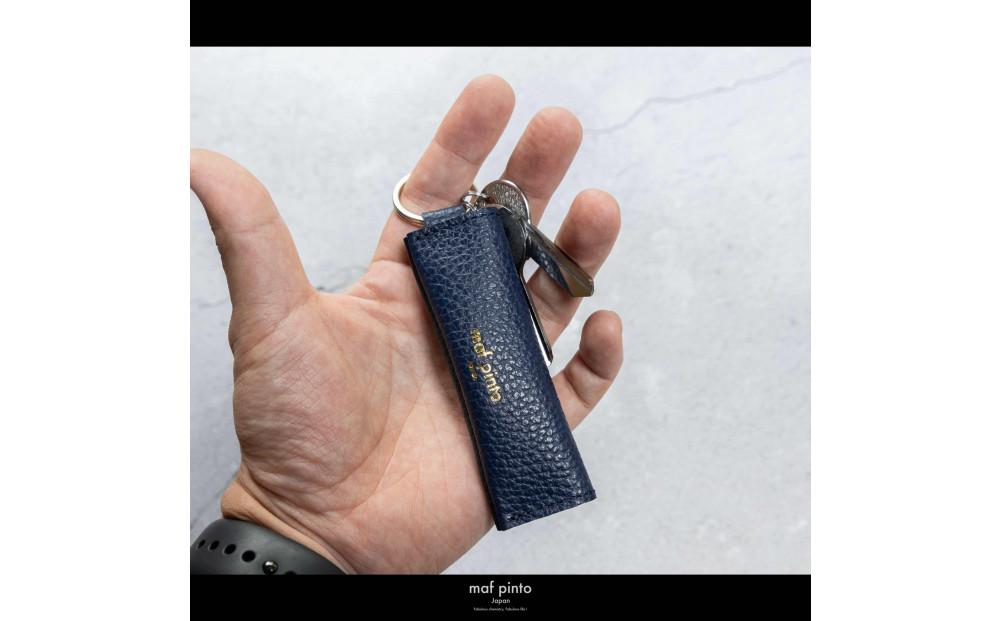 maf pinto (マフ ピント) キーリング キーホルダー 小銭入れ付き ミニ財布 ネイビー ADRIA LINE レザー 本革 日本製