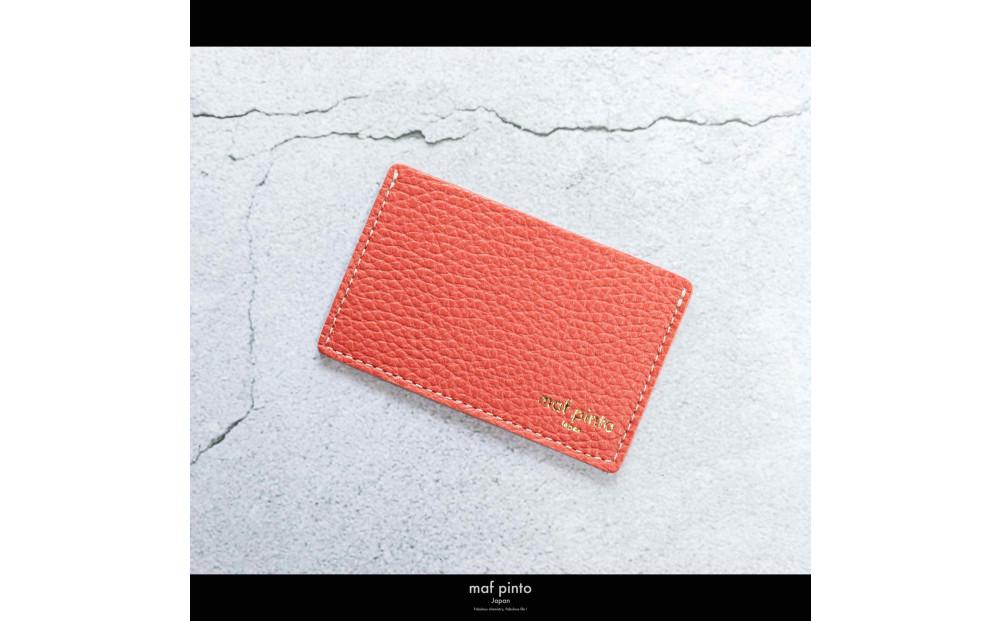 maf pinto (マフ ピント) カードケース 1枚 免許証 マイナンバーカード 薄型 スリム フレッシュレッド ADRIA LINE レザー 本革 日本製