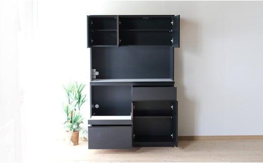 【開梱設置】食器棚 レンジ台 幅116.3cm ナポリ エレガンスブラック フルカスタム（モイス・コンセント・開き戸耐震ラッチ・開き戸ソフトクローズ・引出ソフトクローズ） キッチンボード 幅120