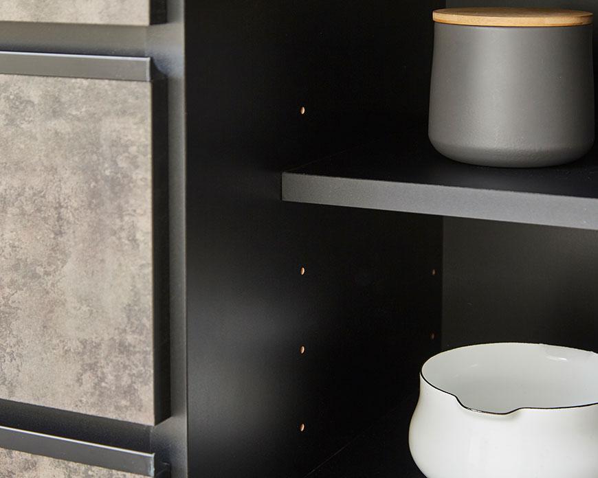 【開梱設置】キッチンカウンター レンジ台 アンサンブル 幅178.6cm 黒洛