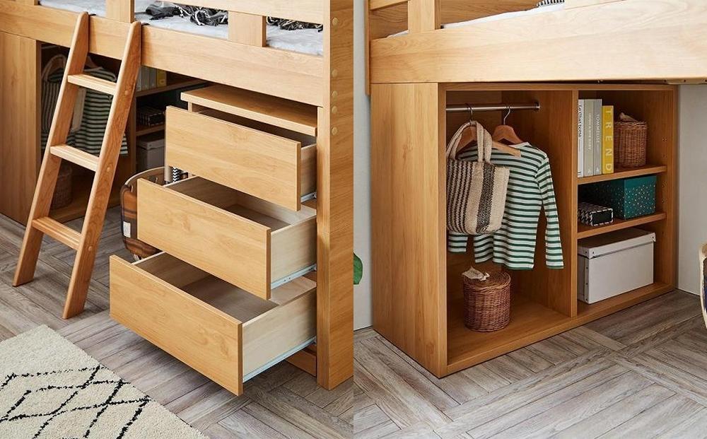 【玄関渡し】”コンパクト”国産組み換え式システムベッド【マッシュ】ナチュラル