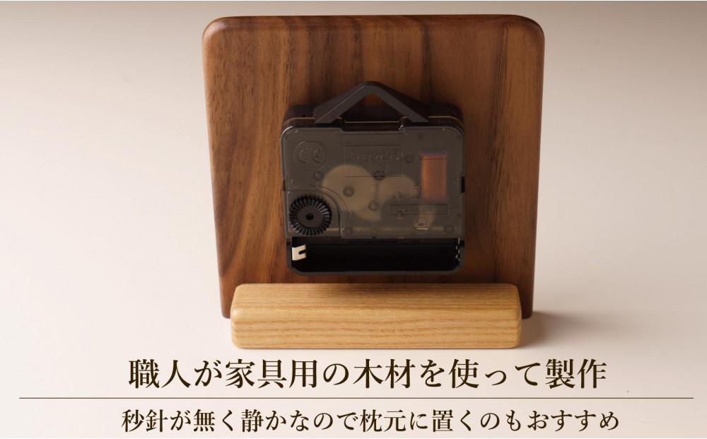 置き時計 木の時計 アナログ コンパクト 卓上 置時計 2個セット ウォールナット アルダー