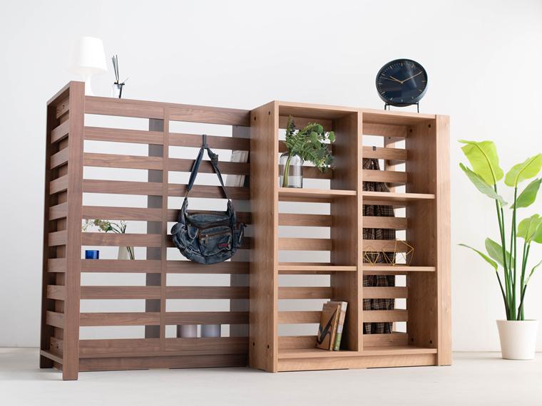 エルブロック パーティションシェルフLb ウォールナット 幅96 奥行き29 高さ124