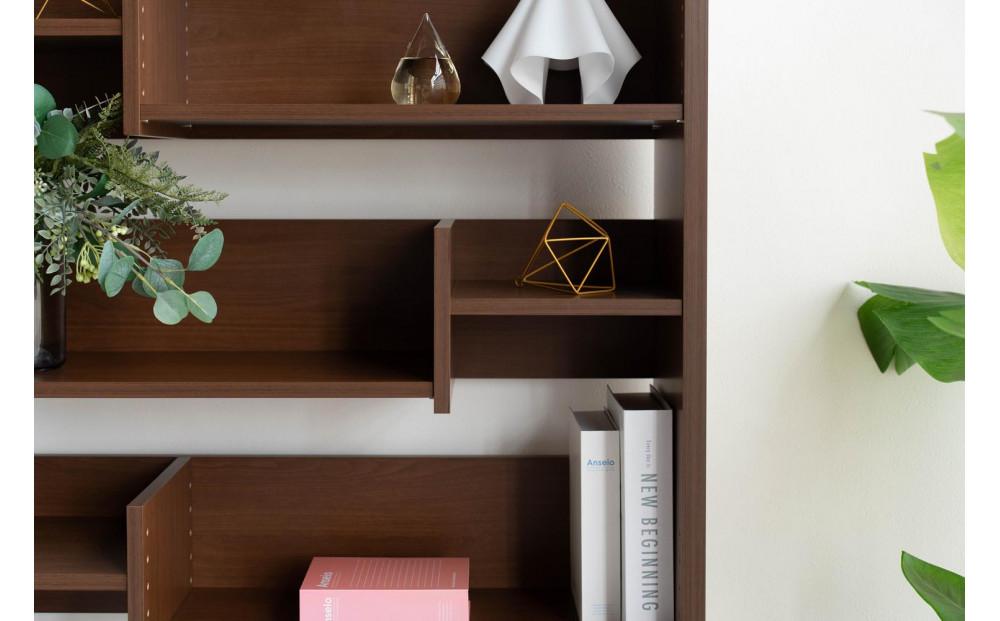 RIDE ライド 90シェルフ ダークブラウン 幅90 高さ182 さまざまなサイズの本を収納できる段違い棚