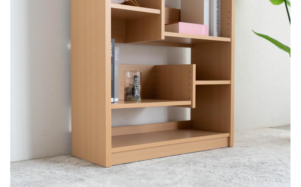 RIDE ライド 75シェルフ ライトブラウン 幅75 高さ182 さまざまなサイズの本を収納できる段違い棚