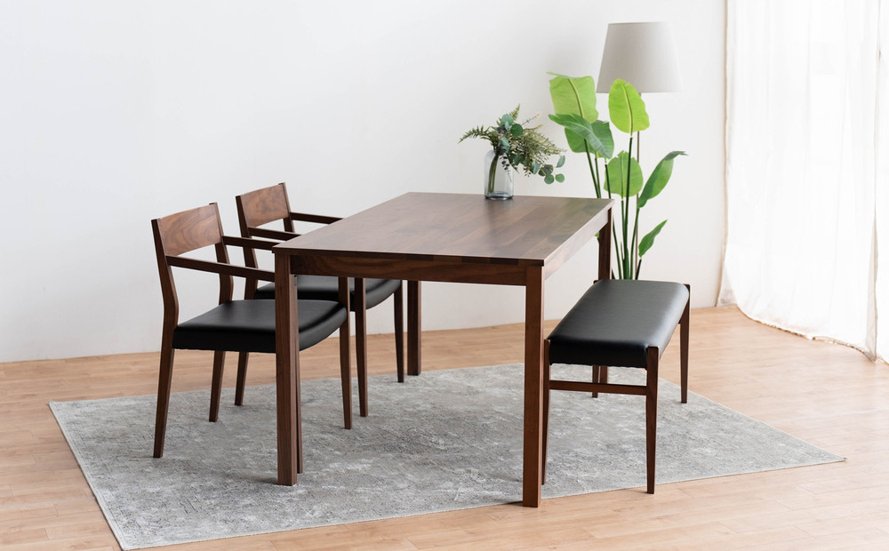 DT01 DC02 BC01 4点 ダイニングセット ウォールナット オールマイティブラック テーブル 椅子 ベンチ