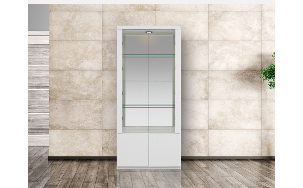 ミュージアム 幅80cm コレクションボード コレクション棚 ガラス棚 高級 大川家具 壁面収納 LEDライト  【開梱設置】