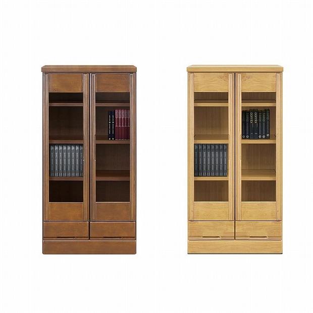 コレクションボード 幅60cm 本棚 CD収納 開き戸 引出し 多目的ボード ブラウン