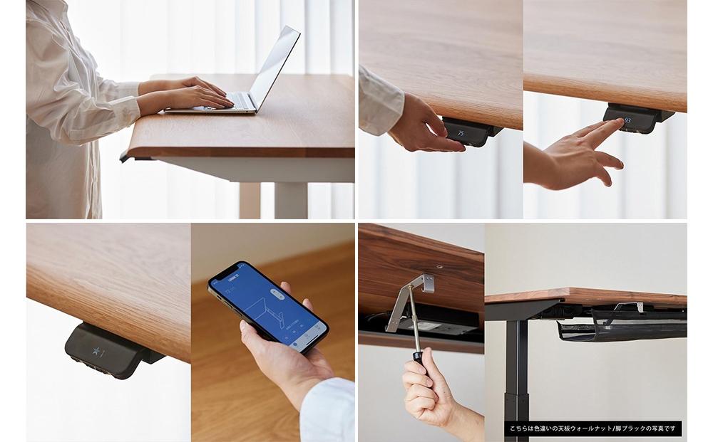 【幅120cm】【オーク】【配線トレー付】【シェルフ付】 電動昇降デスク 無垢材 パソコンデスク WAAKstandingPro