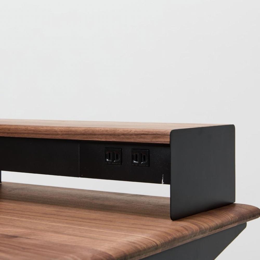 【シェルフL・キャビネットセット】サイズオーダー可 電動昇降 学習机 プレディデスク ウォールナット