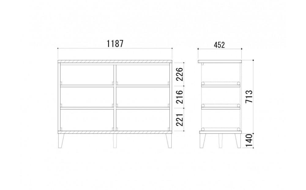 大川家具 幅120cm 3段 チェスト レッドオーク -leo-レオ