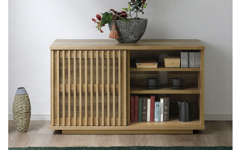 【ナチュラル】大川家具 幅120cm サイドボード -value-バリュー