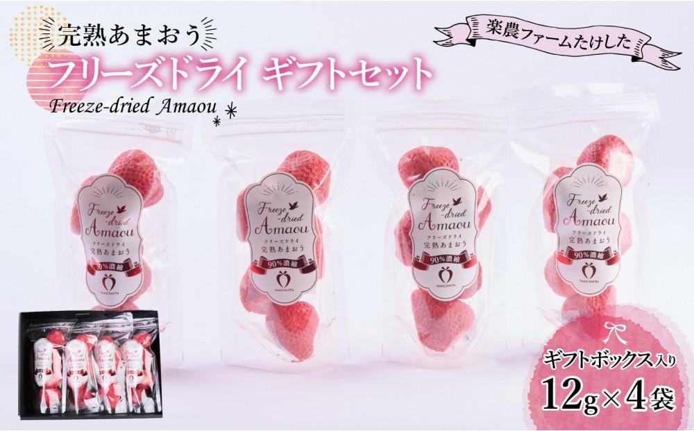 形も味もそのまま楽しめる！完熟あまおう【フリーズドライギフトセット】 (12g×4袋)