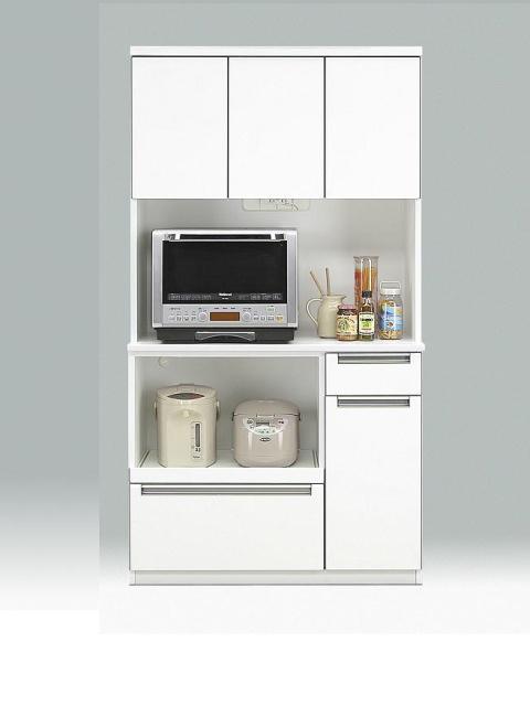 白の清潔な100センチ幅のオープンダイニングボードグローレ