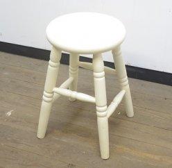 H45 丸スツール アンティークホワイト仕上げ