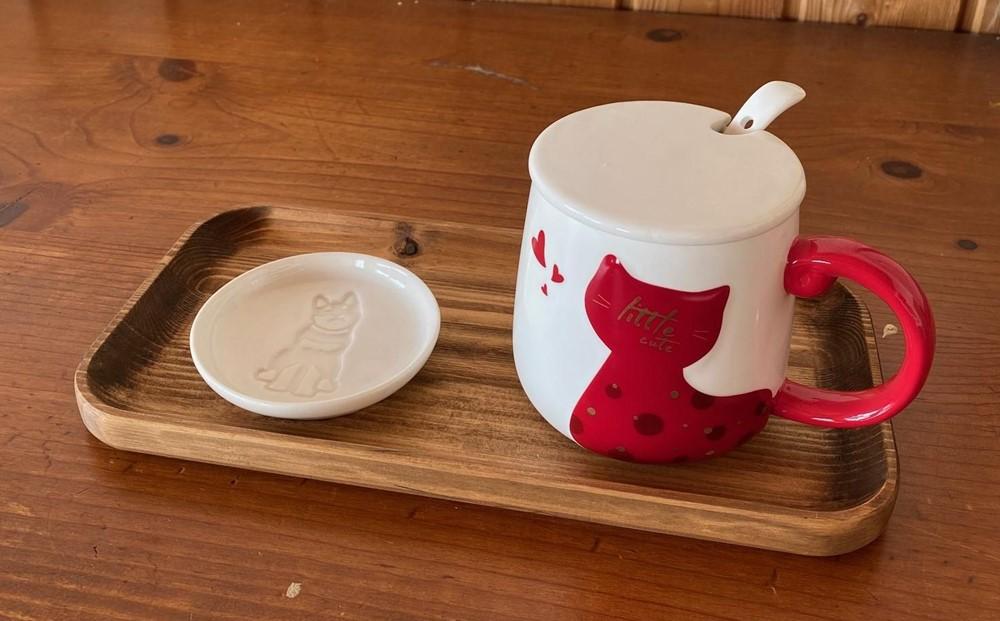 木製カフェトレイ2枚セット【ハンドブラウン色】