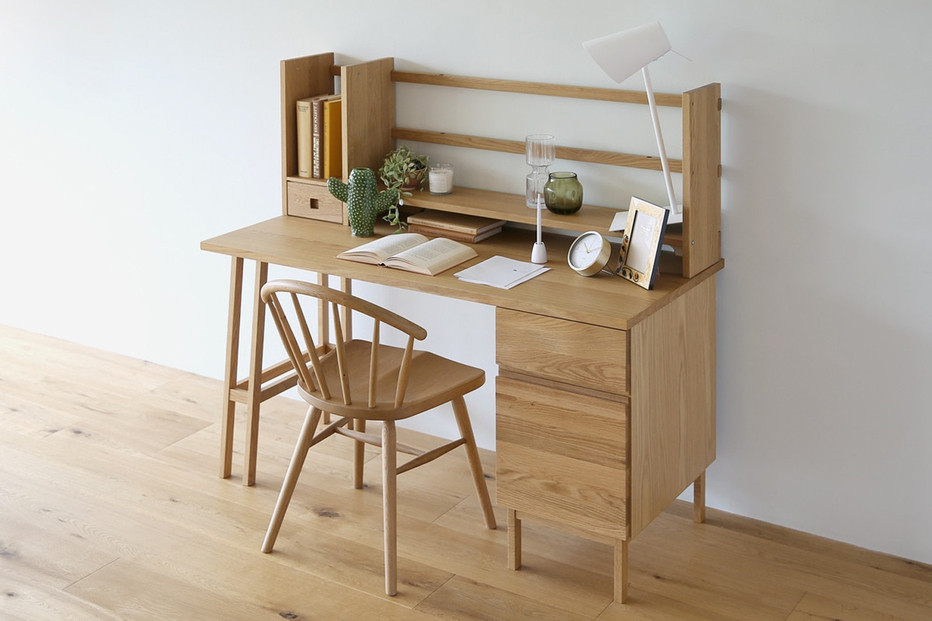 【開梱設置】高野木工 プレーンデスク SET8 オーク（W130×D60cm）【10年保証】