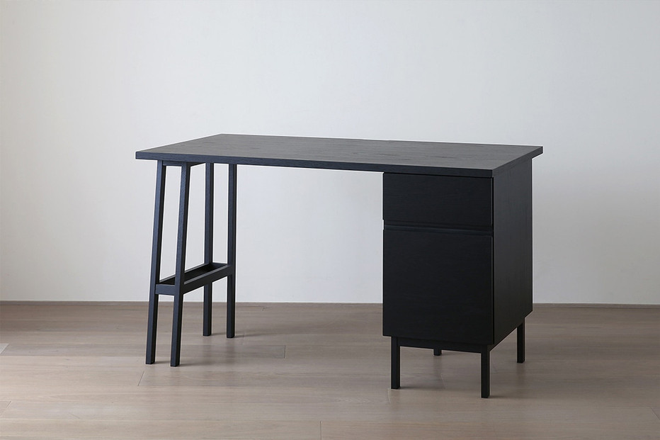 【開梱設置】高野木工 プレーンデスク SET5 オーク黒塗装（W120×D70cm）【10年保証】