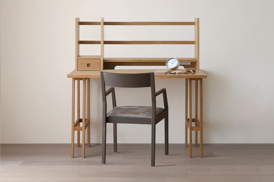 【開梱設置】高野木工 プレーンデスク SET2 オーク（W90×D55cm）【10年保証】