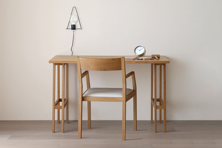 【開梱設置】高野木工 プレーンデスク SET1 オーク（W90×D55cm）【10年保証】