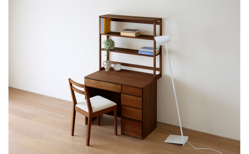 【開梱設置】高野木工 アスター オーダー突板天板 (幅90cm 奥行き60cm) + 60デスク + 30チェスト + 90ラック 天板のみ受注生産 ※チェア別売 ウォルナット【10年保証】