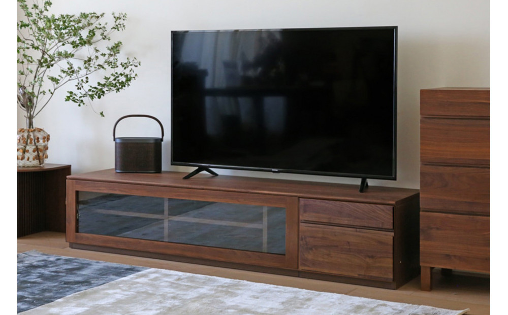 【開梱設置】高野木工 ASTER SET8 アスター 180TV天板 + 120TVガラス扉 + 60TVチェスト ウォルナット【10年保証】