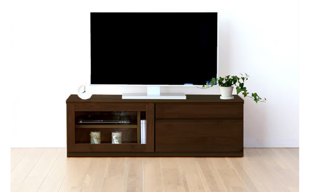 【開梱設置】高野木工 ASTER SET3 アスター 120TV天板 + 60TVガラス扉 + 60TVチェスト ウォルナット【10年保証】