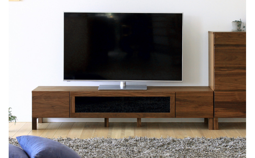 【開梱設置】高野木工 LECCE レッチェ 164TVボード ウォルナット  (黒ガラス) 【10年保証】