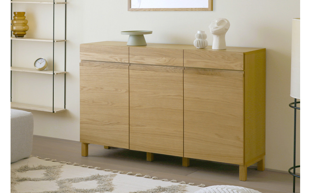 【開梱設置】高野木工 LECCE レッチェ 134キャビネット オーク【10年保証】