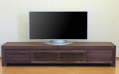 【HARKI テレビボード 180cm】 ウォールナット オイルフィニッシュ リモコン対応 無垢材のルーバー扉が印象的なテレビボード