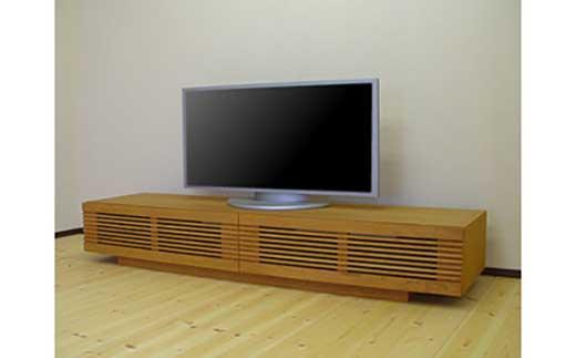 【VOICE テレビボード ブラックチェリー180cm】ブラックチェリー材 オイルフィニッシュ リモコン対応 シャープな無垢材ルーバー扉のテレビボード