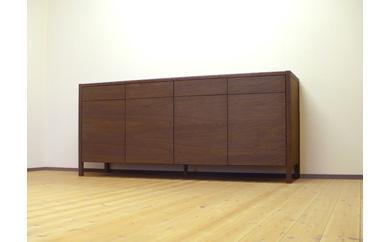 【プッシュオープンリビングボード ウォールナット 180cm】プッシュオープンタイプ＜ウォールナット材 オイルフィニッシュ＞