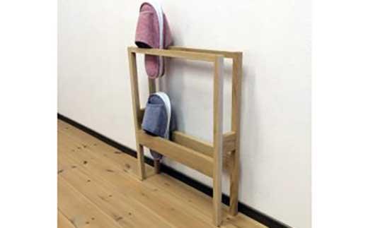 【２段スリッパラック　オーク】おしゃれな玄関の演出に　＜オーク材　オイルフィニッシュ＞玄関 リビング インテリア 木製 小物 置物 MUKU屋 MUFactory