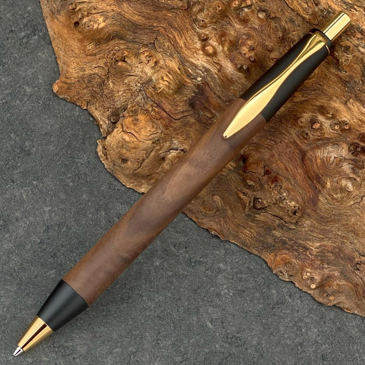 胡桃・ブラックウォールナット・上杢 / 2つの内部機構を持つ新感覚の木軸ペン / SINPEN【MP&BP】ゴールド金具 / MUKU屋