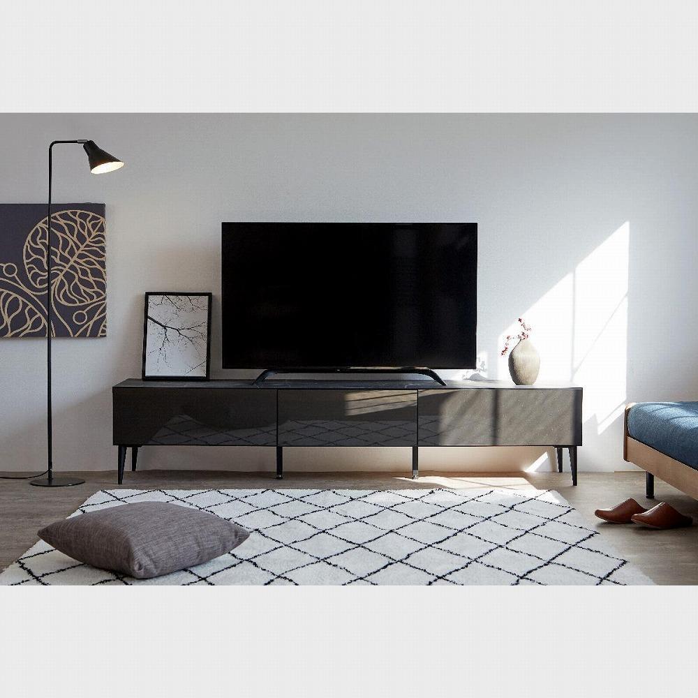 テレビボード 180cm ローボードタイプ リスボン：ブラック【モーブル】【大川家具】