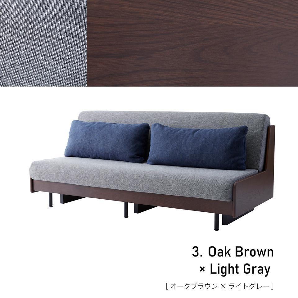 ソファ ソファベッド  幅180 ペース 180ごろ寝ソファ＜オークブラウン×ライトグレー＞【モーブル】【大川家具】
