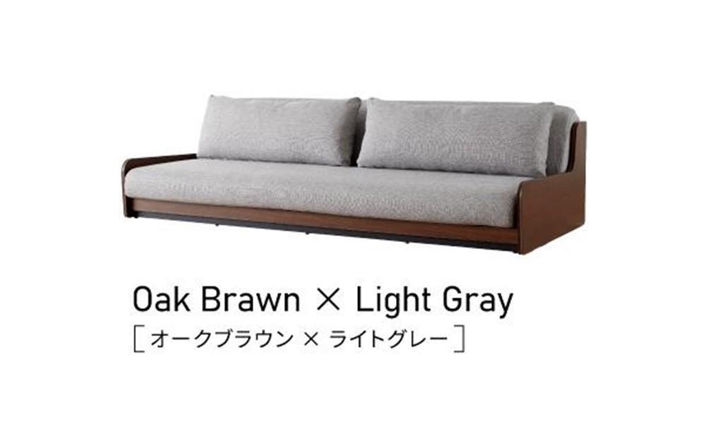 ソファベッド 3人掛け ローリー 200cm ごろ寝ローソファ：オークブラウン×ライトグレー【モーブル】【大川家具】