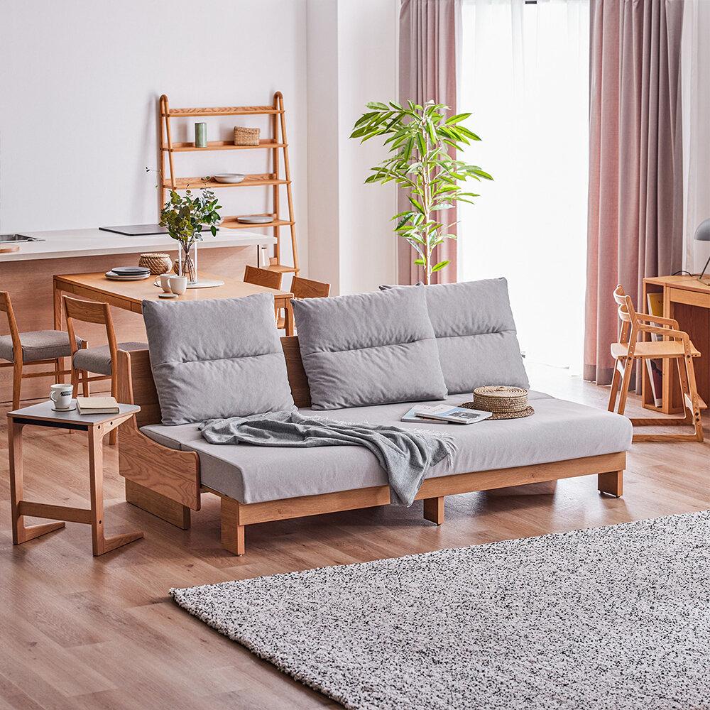 【開梱設置】ソファベッド 幅200cm ヴィンセント【NA×ライトグレー】ごろ寝ソファ【モーブル／大川家具】