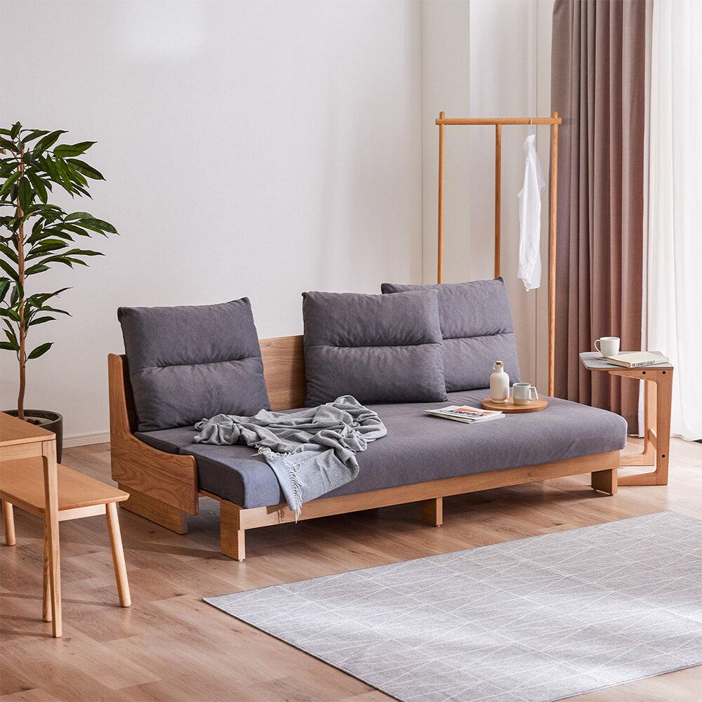 【開梱設置】ソファベッド 幅200cm ヴィンセント【NA×ダークグレー】ごろ寝ソファ【モーブル／大川家具】