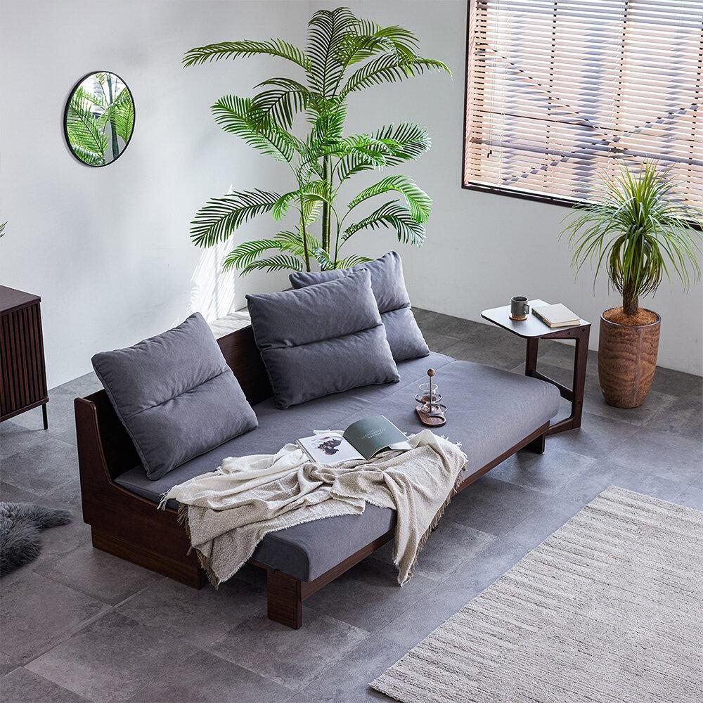 【開梱設置】ソファベッド 幅200cm ヴィンセント【BR×ダークグレー】ごろ寝ソファ【モーブル／大川家具】